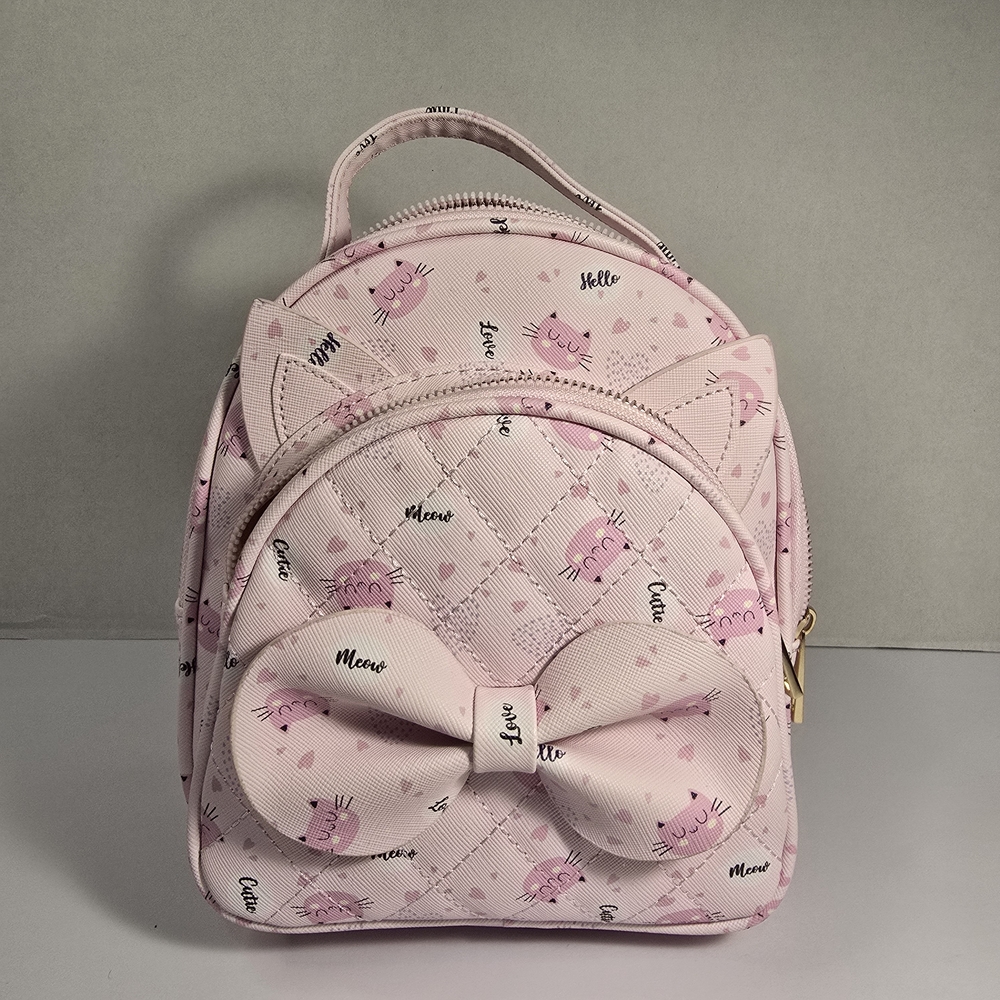 UNDERONESKY Light Pink Cat Pattern Kids Bag